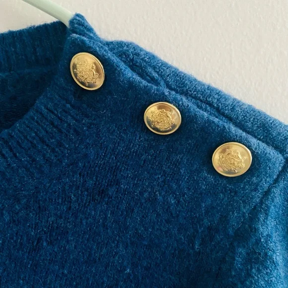 JCREW Blue sweater with gold buttons - Picture 3 of 5